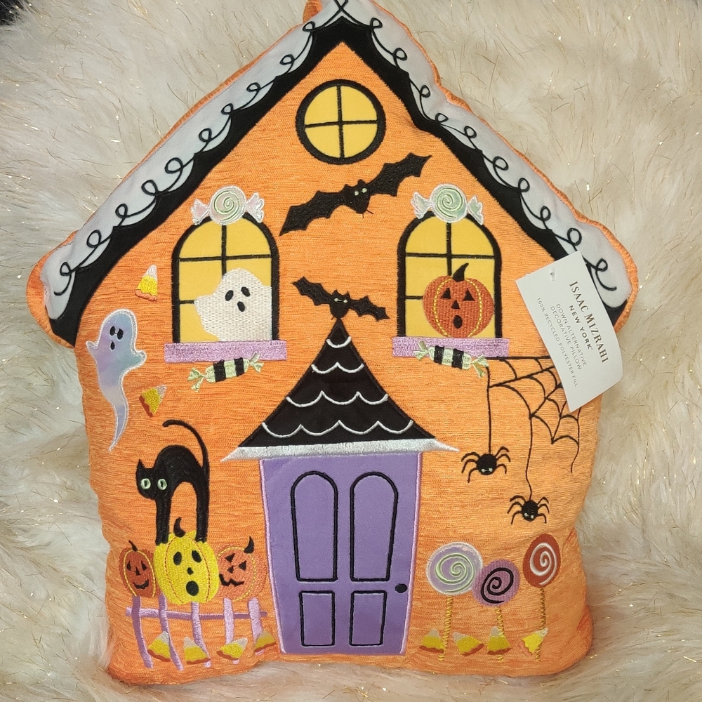 Haunted House Pillow NWT Isaac Mizrahi viral tik tok orange ghost candy corn NEW